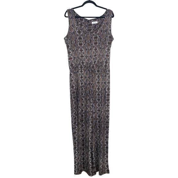 Calvin Klein Snakeskin Mob Wife Glam Drawstring Straight Leg Jumpsuit SZ 14 - Picture 3 of 14